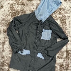 Kids' Black and Gray Hooded Raincoat